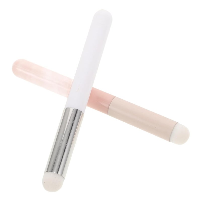 2pcs Mushroom Head Lip Brush Set Soft Lip Makeup Brushes with Lipstick Applicator Wands White and Pink Colors for Precise Gloss and Application - Image 1