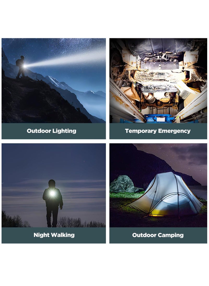Small Torch LED Super Bright Mini Flashlight Torch Rechargeable Keychain Torches 500 Lumen Pocket Torch with 7 Light Modes, Waterproof Torches for Power Cuts Emergency Hiking Dog Walking (Grey)