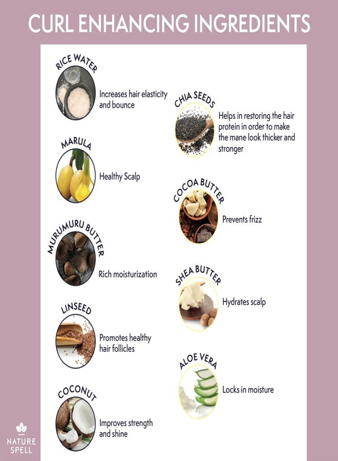 Nature Spell كريم تجعيد الشعر من ناتشر سبيل، 13.52 أونصة سائلة، بلسم للشعر المجعد، مدعوم بماء الأرز وبذور الكتان - Image 5