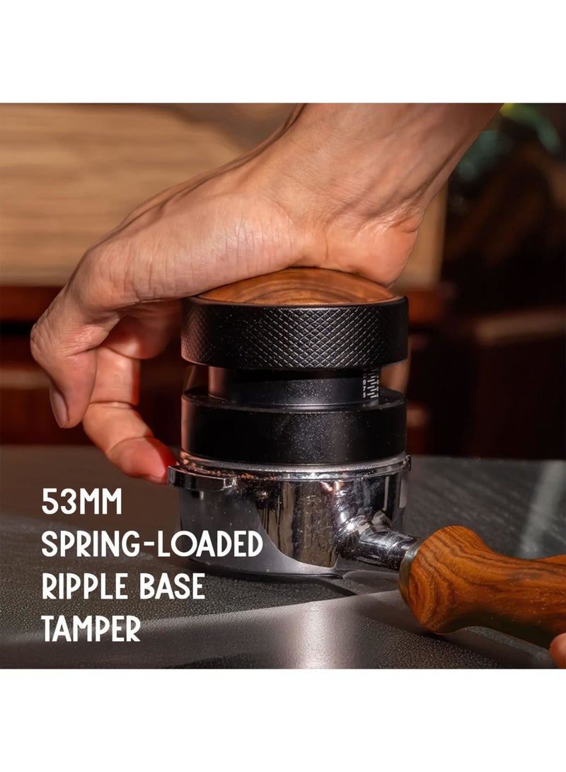 Barakah مكبس إسبريسو 53 مم، مكبس يدوي مزود بنابض مع وظيفة التسوية التلقائية، قاعدة من الفولاذ المقاوم للصدأ لتوزيع متساوٍ، مقبض غير قابل للانزلاق، يناسب سلال فلتر 53-54 مم - Image 2