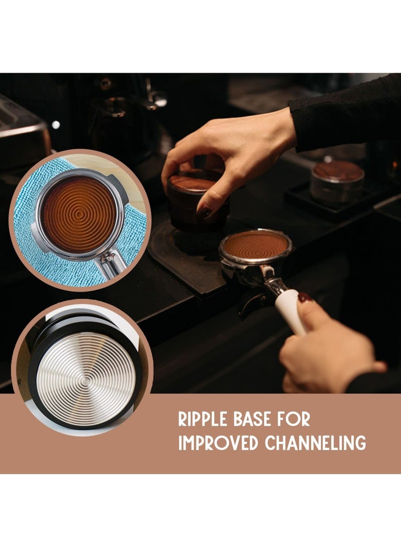 Barakah مكبس إسبريسو 53 مم، مكبس يدوي مزود بنابض مع وظيفة التسوية التلقائية، قاعدة من الفولاذ المقاوم للصدأ لتوزيع متساوٍ، مقبض غير قابل للانزلاق، يناسب سلال فلتر 53-54 مم - Image 4