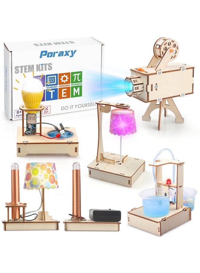 Poraxy مجموعة بوراكس للعلوم STEM للأطفال من 8-10-12 سنة، 5 مجموعات من الألغاز الخشبية ثلاثية الأبعاد، ألعاب للأطفال من 8-13 سنة، مجموعات بناء علمية تعليمية DIY، هدايا عيد ميلاد للأولاد والبنات من 8 9 10 11 12 13 سنة - Image 1