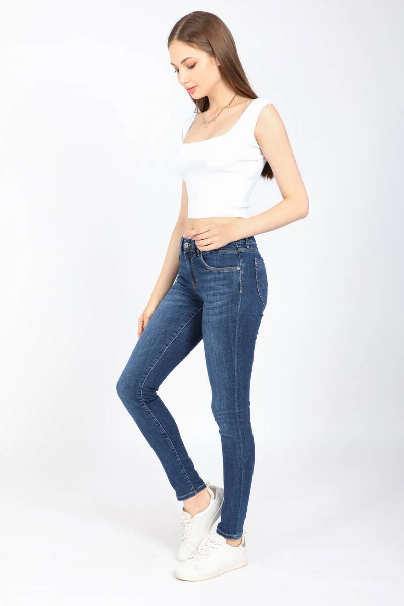 Banny Jeans Women's Mid Waist Stretch Jeans Dark Blue