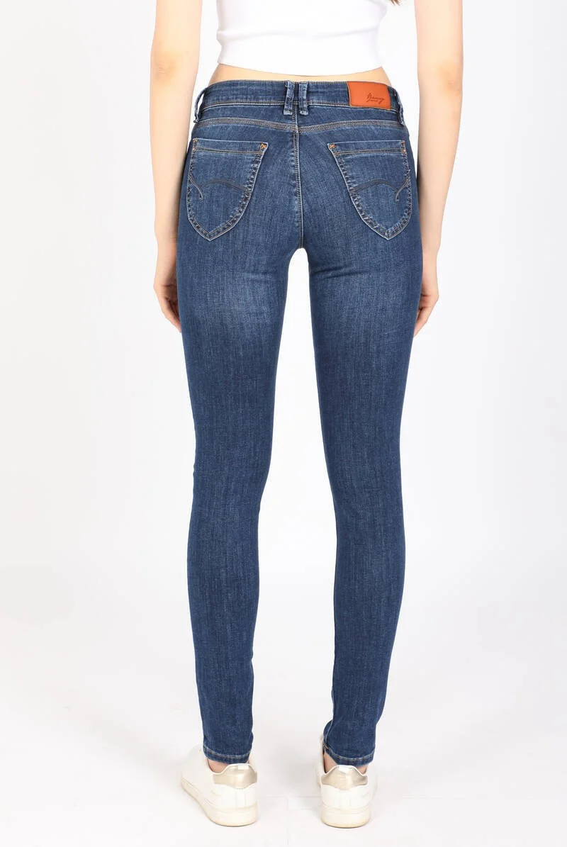 Banny Jeans Women's Mid Waist Stretch Jeans Dark Blue