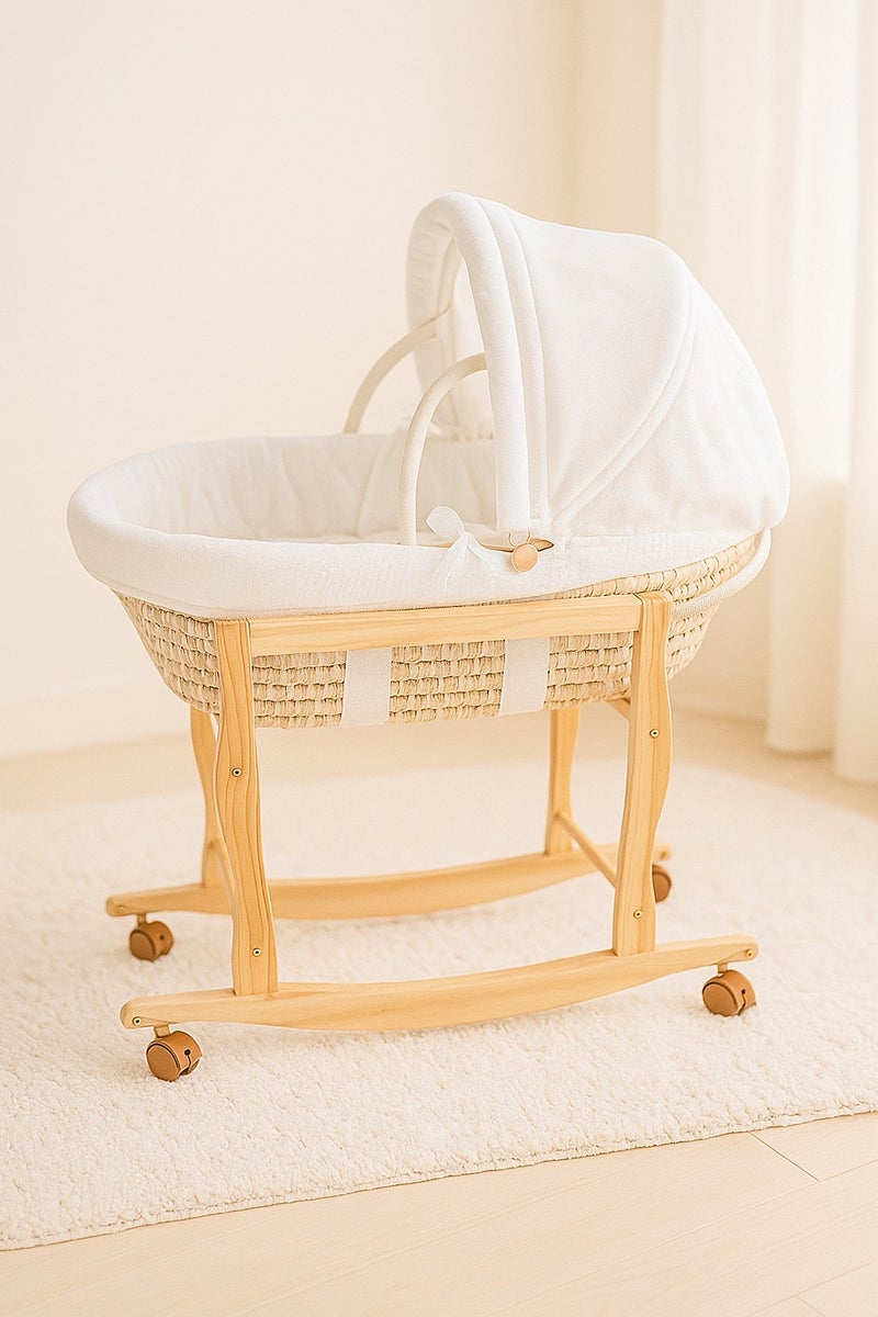 Kikibebe Natural Wooden Moses Basket – Portable Baby Bed for Newborns - Image 4