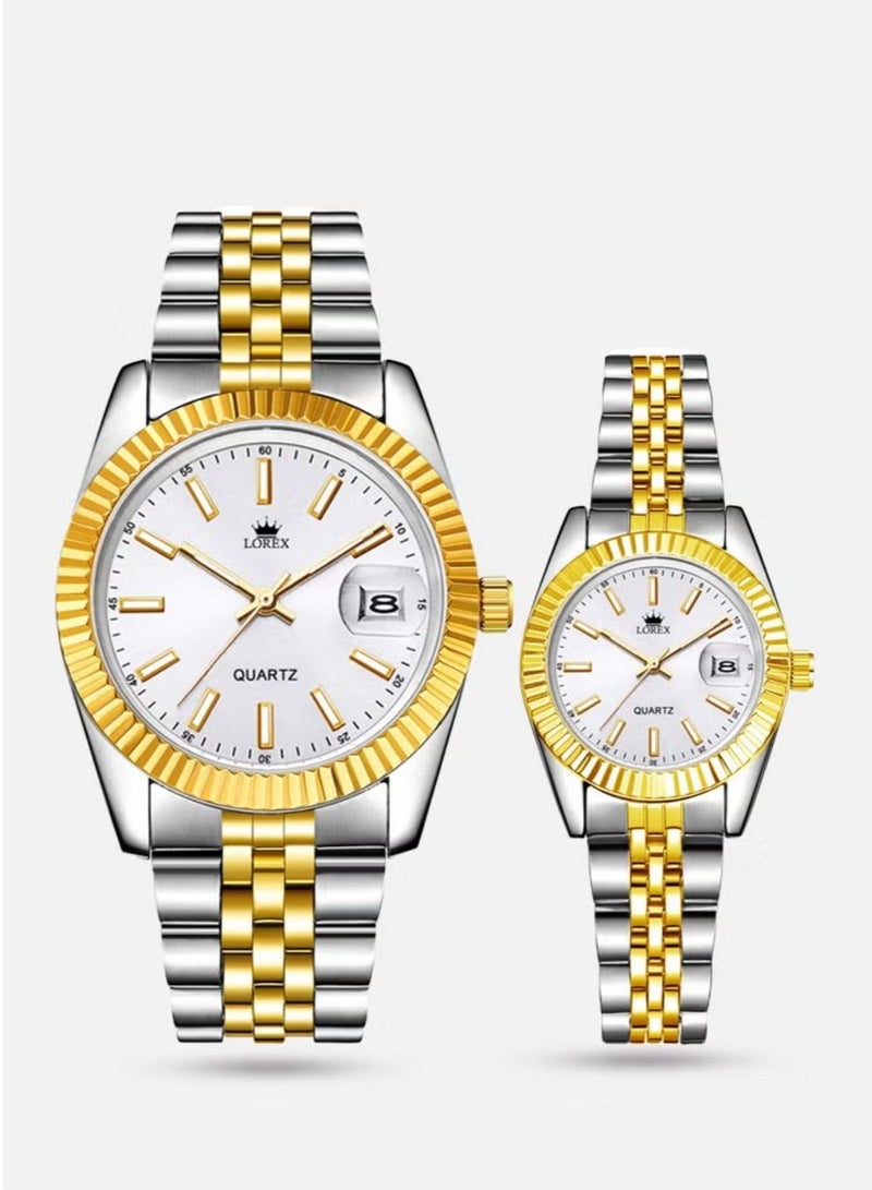لوركس طقم ساعتين للرجل والمرأة مقاومة للماء وبتصميم عصري - Image 1