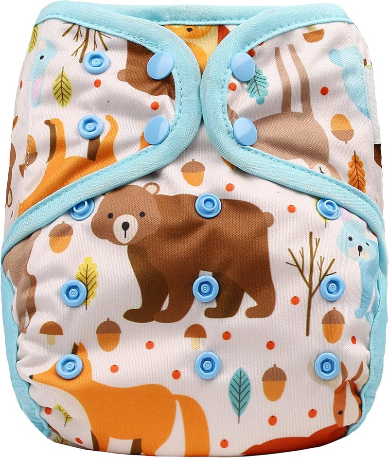OsoCozy One Size Cloth Diaper Covers - Adjustable Snap Fit & Double Leg Gussets for Baby Boys & Girls from 8-35 Pounds. Use with Prefold, Flat or Fitted Cloth Diapers or Snap-in Inserts. - Image 1