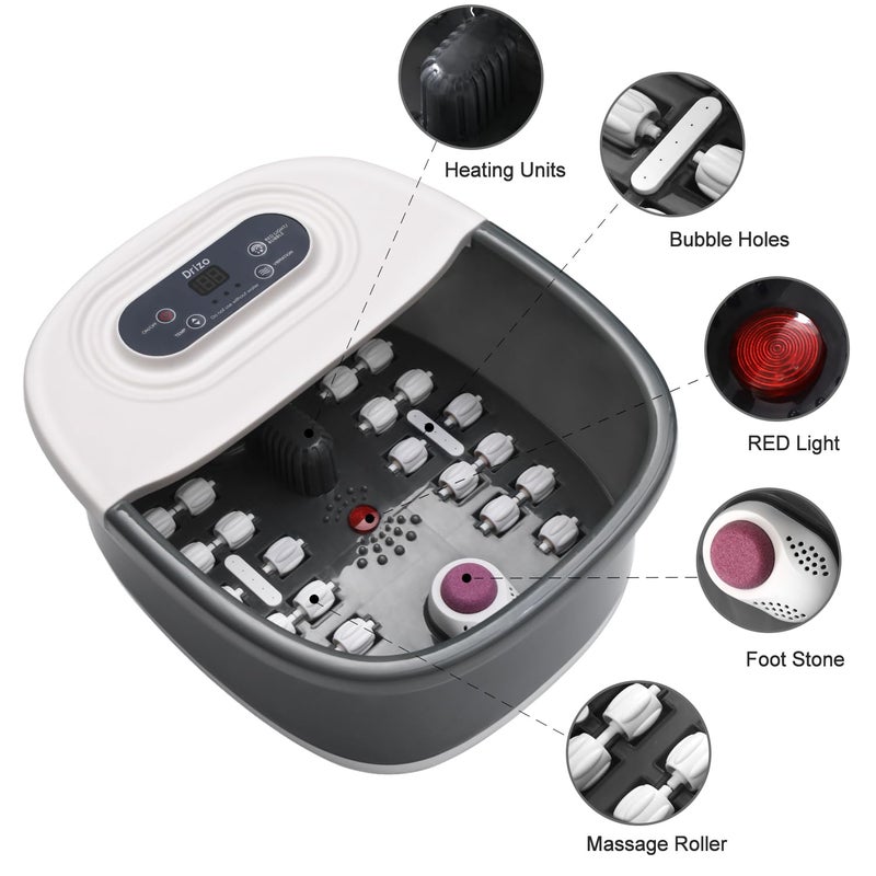 drizo Foot Spa Bath Massager with Heat, Temperature Control, Jets, Vibration, 16 OZ Tea Tree Oil Foot Soak Epsom Salt, Foot Bath Soak Tub with 22 Massage Rollers for Relaxation(2025 Upgraded) - Image 2