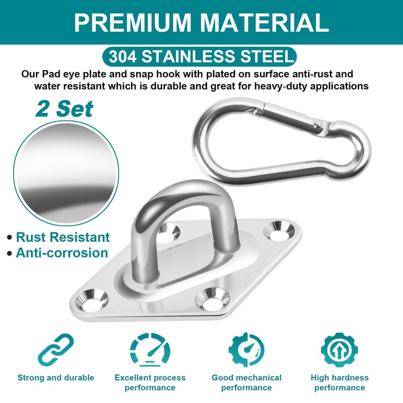 CZXNBI Heavy Duty Hammock Hanging kit - 1000 lb Capacity Swing Hooks, Ceiling Hooks for Wall/Ceiling Mount, Indoor & Outdoor - Stainless Steel (Medium) - Image 4