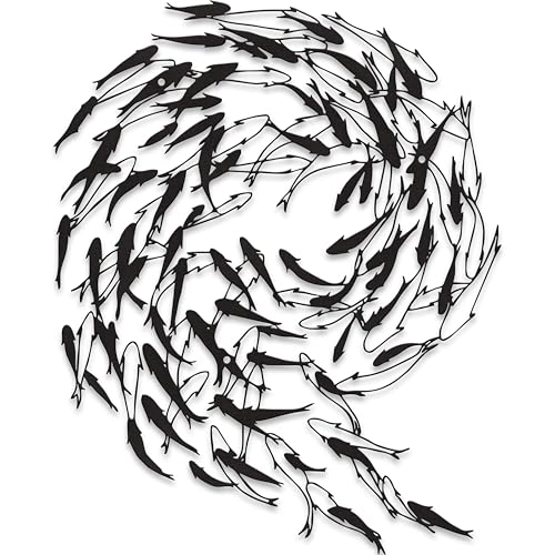 Rajukit Metal Fish Wall Art–Swirling School of Fish Wall Decor–Ocean-Themed Decor for Living Room,Bathroom,or Coastal Spaces - Image 1