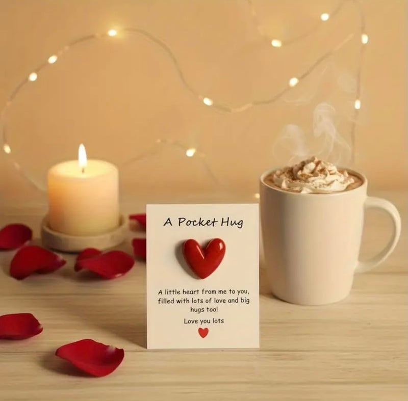 WARMINGO DE 2 Pc Pocket Hug Gift Cards | Cute Teddy & Heart Design | Mini Love Token for Girlfriend, Boyfriend, Husband, Wife | Valentine’s Day & Anniversary Romantic Gift | Long Distance Relationship Gifts - Image 5