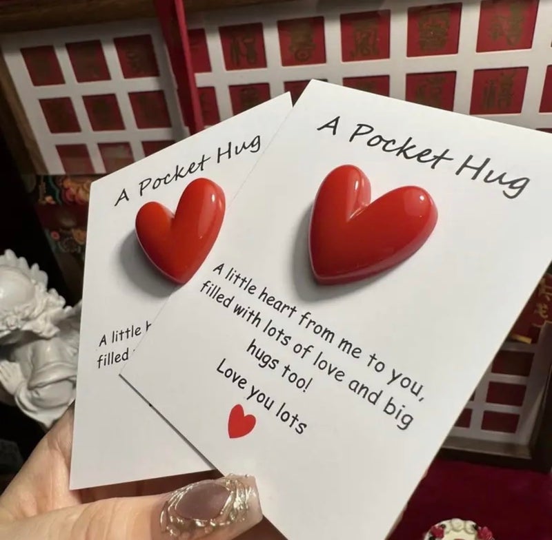 WARMINGO DE 2 Pc Pocket Hug Gift Cards | Cute Teddy & Heart Design | Mini Love Token for Girlfriend, Boyfriend, Husband, Wife | Valentine’s Day & Anniversary Romantic Gift | Long Distance Relationship Gifts - Image 3