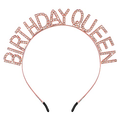 AOPRIE Birthday Crown for Women - Rose Gold Tiara for Girls - Princess Crown Rhinestone Happy Birthday Accessory - Image 1