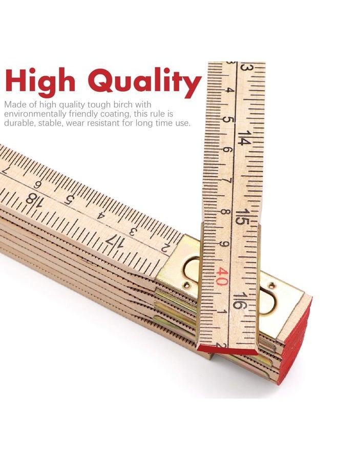 Jeemiter 2 Pack Wood Folding Rule, 6.5FT 2M Foldable Ruler with Inch and Metric Measurements for Lineman Carpenter Electrician Engineers - Image 3