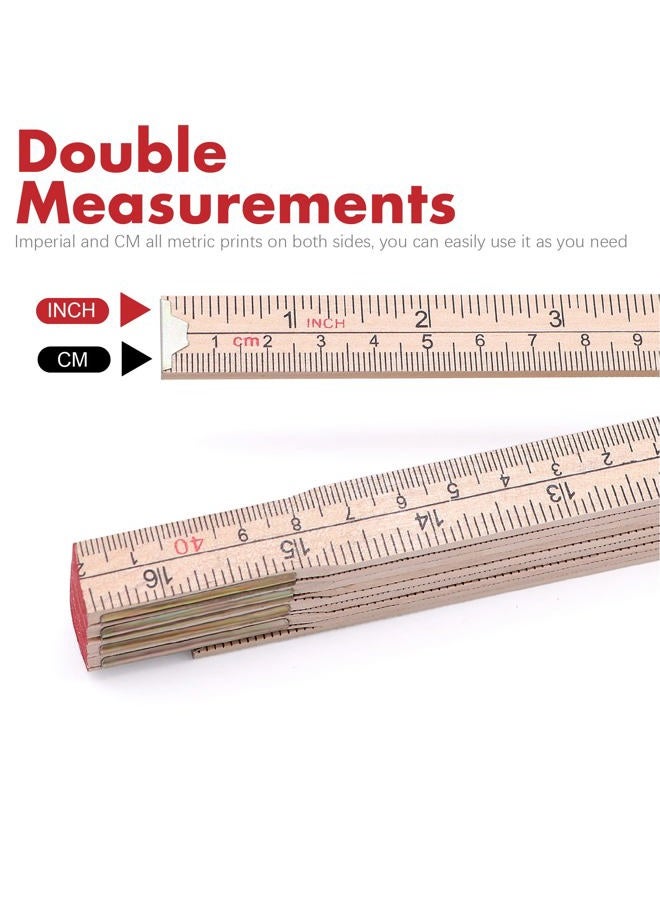 Jeemiter 2 Pack Wood Folding Rule, 6.5FT 2M Foldable Ruler with Inch and Metric Measurements for Lineman Carpenter Electrician Engineers - Image 4