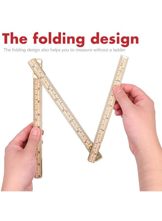 Jeemiter 2 Pack Wood Folding Rule, 6.5FT 2M Foldable Ruler with Inch and Metric Measurements for Lineman Carpenter Electrician Engineers - Image 2