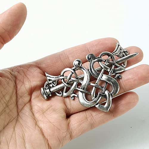 NSBELL 6PCS Vintage Celtic Hair Clips, Silver Celtic Hairpins Hair Slide Hairpins Alloy Knot Hair Accessories for Girls and Women - Image 2