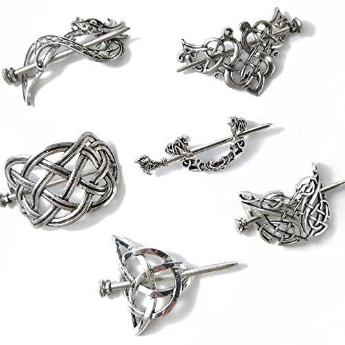 NSBELL 6PCS Vintage Celtic Hair Clips, Silver Celtic Hairpins Hair Slide Hairpins Alloy Knot Hair Accessories for Girls and Women - Image 3