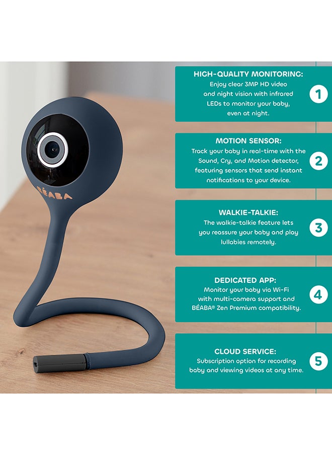 BEABA Zen Connect Smart Wi-Fi Baby Video Monitor – Night Blue  - Image 5