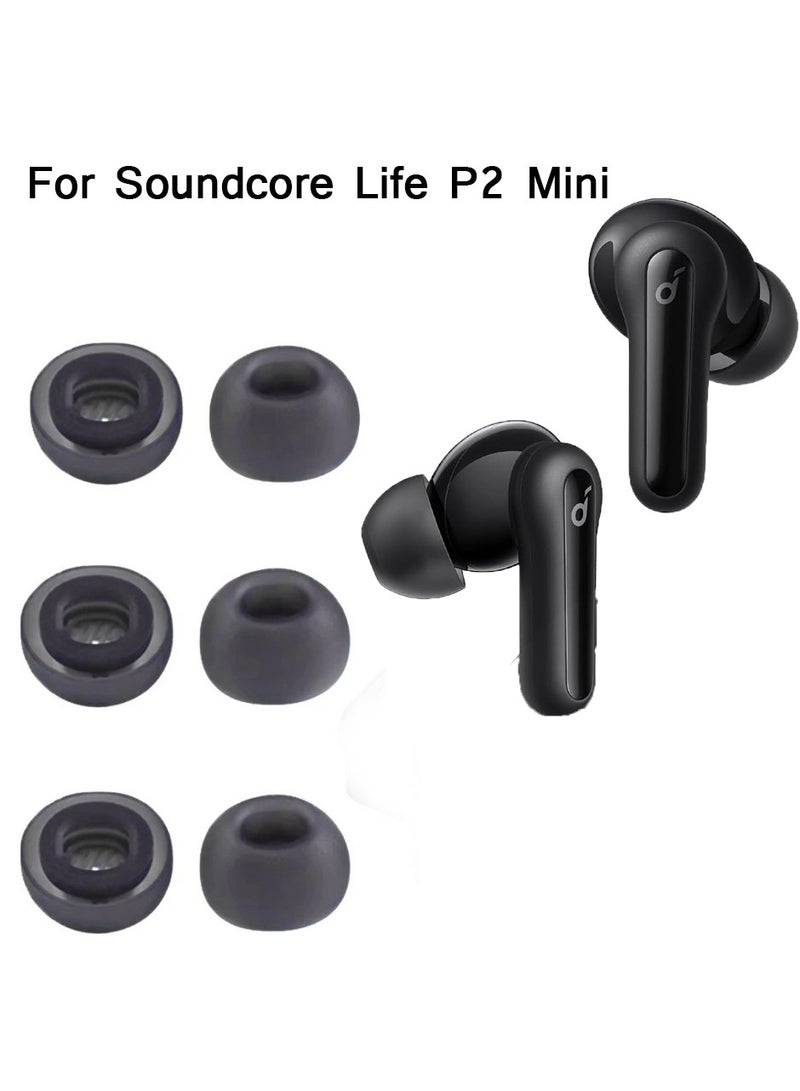 3pairs Ear Tips for Soundcore Life P2 Mini Silicone Earbuds Replacement for Earbuds S/M/L-Black  - Image 1
