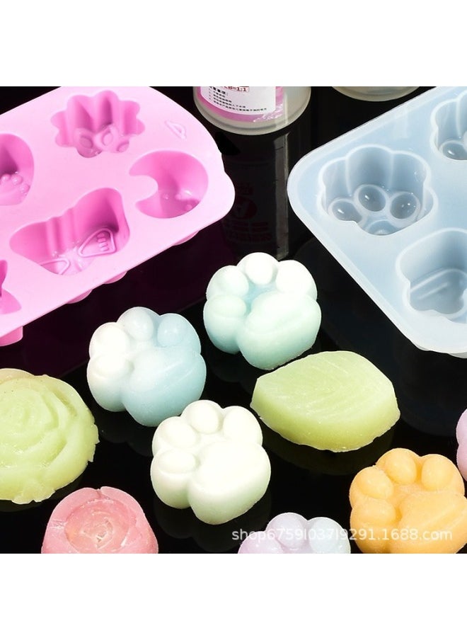 Generic - Kneading Silicone Mold Collection Cat Claw Waffle Crystal Glue Ab Glue Handmade Diy Material Food Toy Mold-Specifications:4 Cartoon Molds And Eggs - Image 1