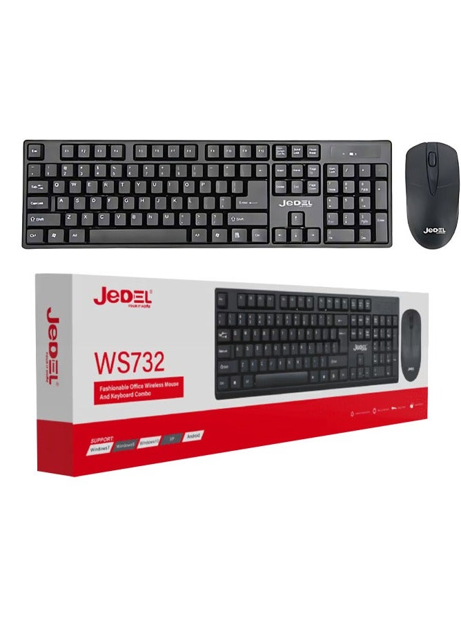 JEDEL-WS732 Wireless Keyboard and Mouse English Slim Keyboard and Mouse For Laptop PC Smart TV Windows - Image 1