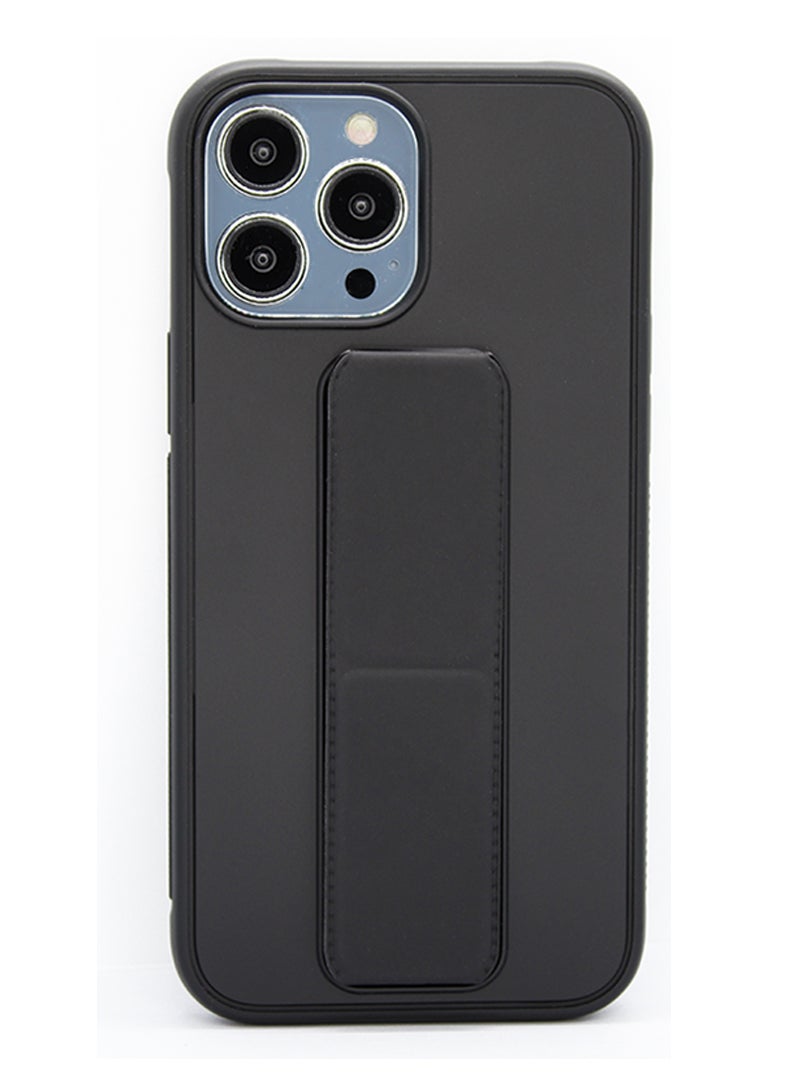 Theodor Fully Covered With Finger Grip Stand Holder Anti Slip Shockproof Protective Case Cover For Apple iPhone 13 PRO MAX 6.7 BLACK - Image 1