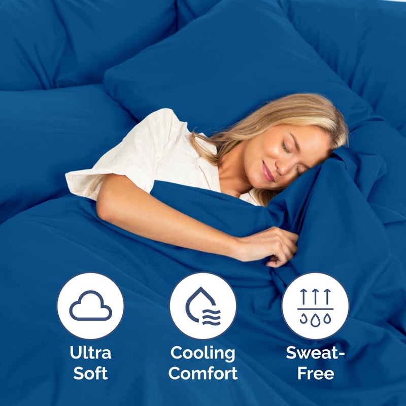 CGK Unlimited Extra Deep Cal King Fitted Sheet - Hotel Luxury Single Fitted Sheet Only - Easily Fits 18 inch to 24 inch Mattress - Soft  Wrinkle Free  Breathable & Comfy Extra Deep Pockets Royal Blue Fitted Sheet  - Image 3