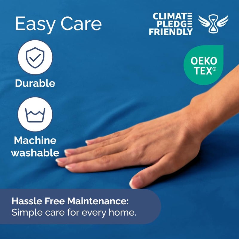 CGK Unlimited Extra Deep Cal King Fitted Sheet - Hotel Luxury Single Fitted Sheet Only - Easily Fits 18 inch to 24 inch Mattress - Soft  Wrinkle Free  Breathable & Comfy Extra Deep Pockets Royal Blue Fitted Sheet  - Image 5