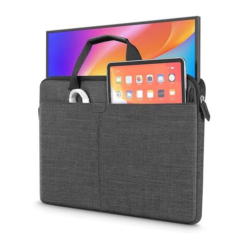 Losong 24 Inch Portable Monitor Case, 23.8-24 inch Laptop Protective Carrying Cover with PU Handle, Large Accessory Pocket and Water Resistant for Travel Monitor Bag Display Screen Sleeve, Black - Image 1