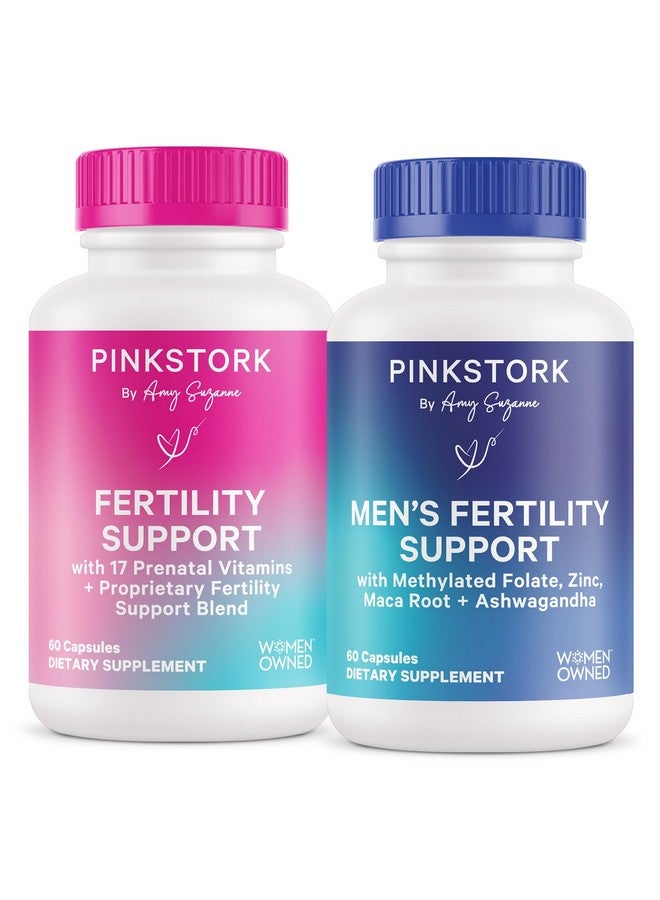 Pink Stork His and Hers Fertility Bundle: Fertility Supplements for Women, Fertility Supplements for Men, Fertility Prenatal Vitamin, Vitex, Inositol, Folate, Vitamin B6, 60 Capsules - Image 1