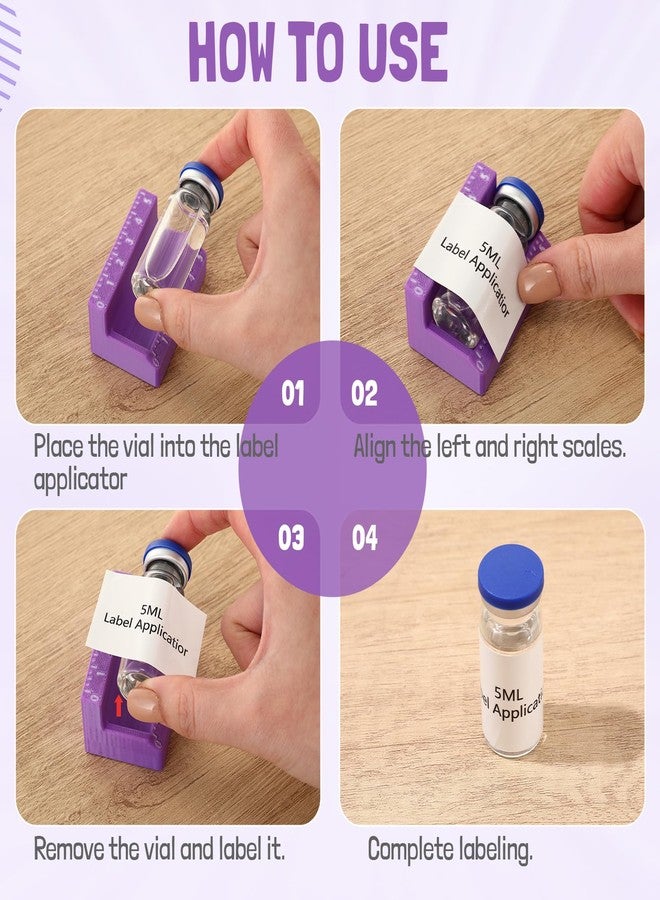 Fiwochic 2 Pcs Vial Label Applicator Bottle Labeling Application Tool for Small Jars Essential Oils Containers Bottles(Purple,3ml and 10ml) - Image 3