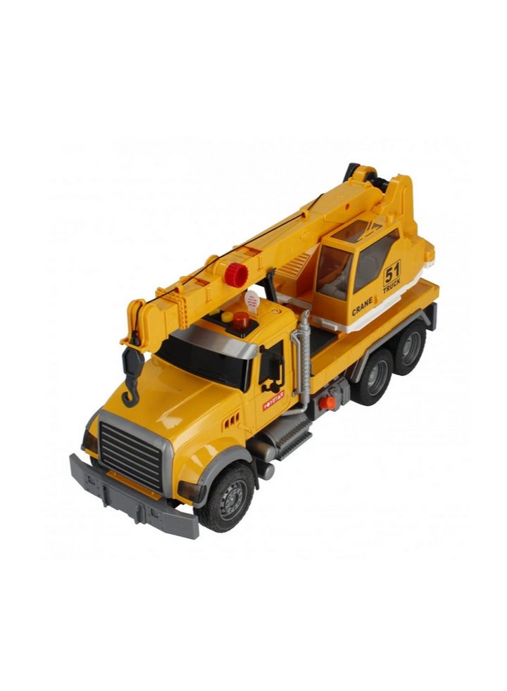 Crane truck for kids with a distinctive yellow design, equipped with a pump function to lift small objects, providing hours of fun and learning, perfect for children aged 3 and up!  - Image 4