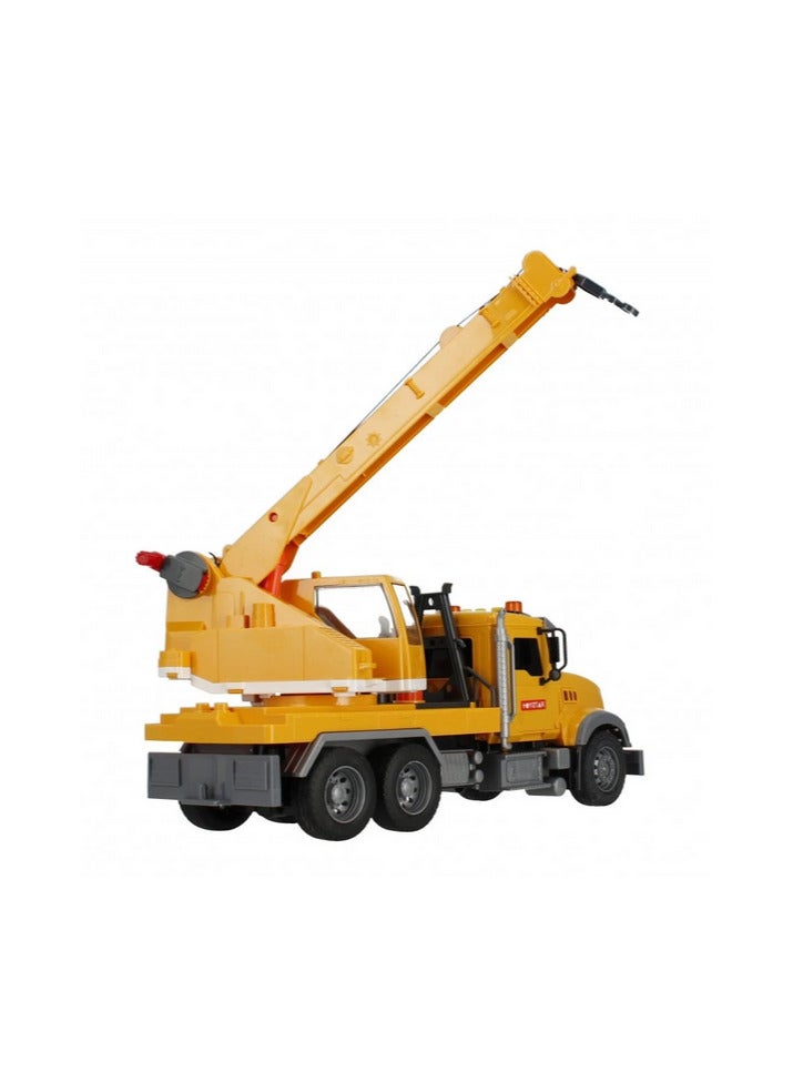 Crane truck for kids with a distinctive yellow design, equipped with a pump function to lift small objects, providing hours of fun and learning, perfect for children aged 3 and up!  - Image 5