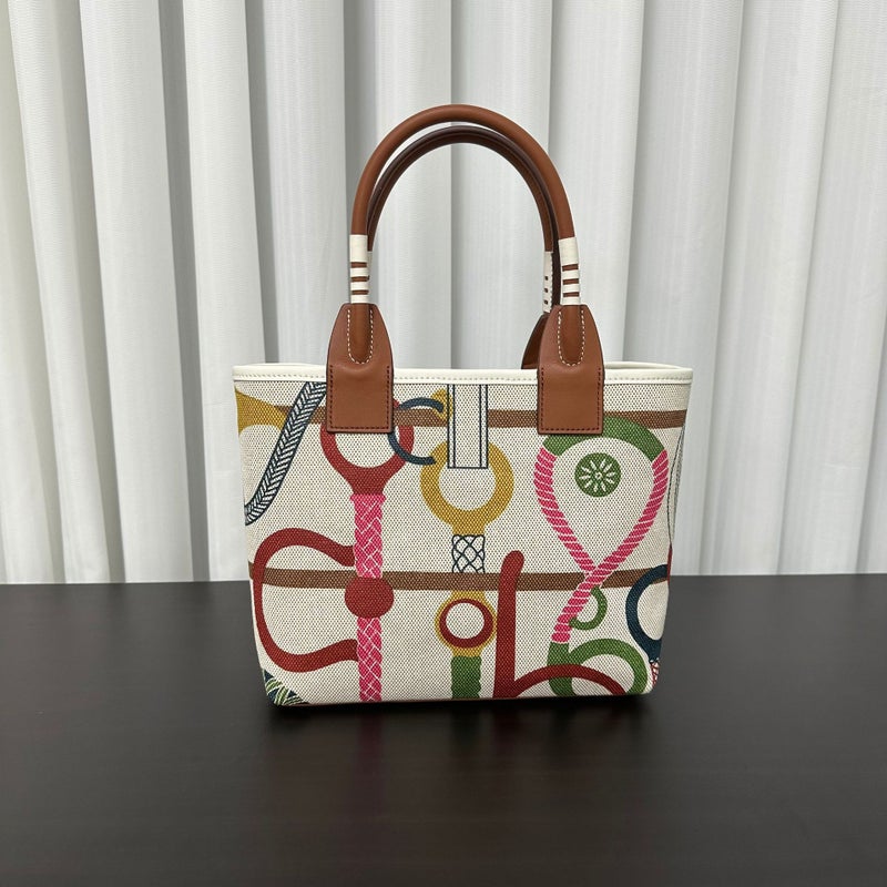 Canvas Top Layer Swift Cowhide Tote Bag Women'S New 2024 Canvas Vegetable Basket Bag Handbag Underarm Bag - Image 4