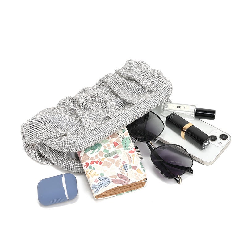 Selling Evening Bag Women'S Bag 2026 New Fashion Chain Shoulder Acrylic Full Diamond Cloud Clip Bag - Image 4