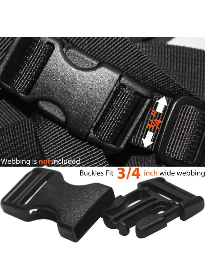 HISUNTEC ﻿Buckle for 3/4" Strap: 6 set Side Release Buckles + 12 pcs Tri-Glide Sliders Fit 0.75 inch (20mm) Wide Nylon Webbing Straps, Plastic Clips Quick Fasteners Replacement Dual Adjustable No Sewing, Black - Image 3
