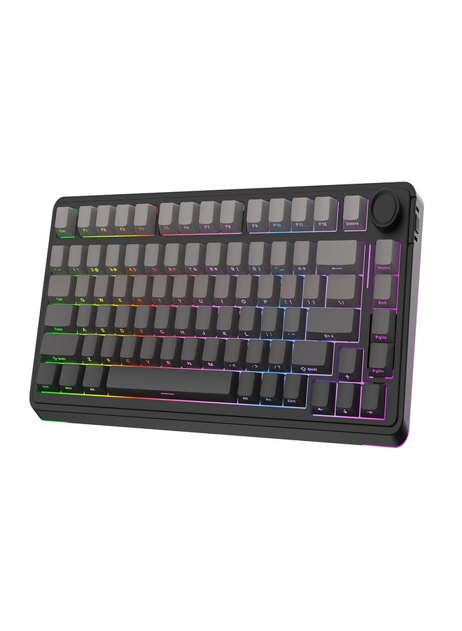 ابوماكر لوحة مفاتيح الألعاب الميكانيكية EPOMAKER EA75 RGB بنسبة 75%، لوحة مفاتيح لاسلكية كريمية بتردد 2.4 جيجاهرتز/منفذ Type-C/بلوتوث مع مقبض، أغطية مفاتيح PBT شفافة، قابلة للتبديل السريع للاعبين (تدرج أسود، مفتاح Reaper) - Image 1