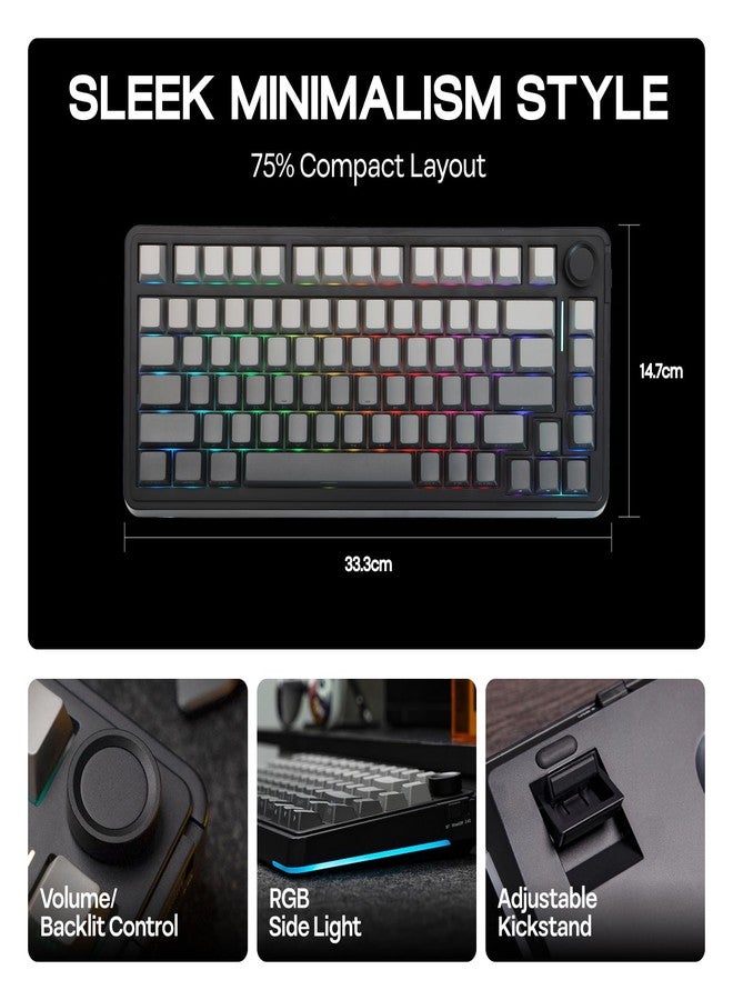 ابوماكر لوحة مفاتيح الألعاب الميكانيكية EPOMAKER EA75 RGB بنسبة 75%، لوحة مفاتيح لاسلكية كريمية بتردد 2.4 جيجاهرتز/منفذ Type-C/بلوتوث مع مقبض، أغطية مفاتيح PBT شفافة، قابلة للتبديل السريع للاعبين (تدرج أسود، مفتاح Reaper) - Image 4