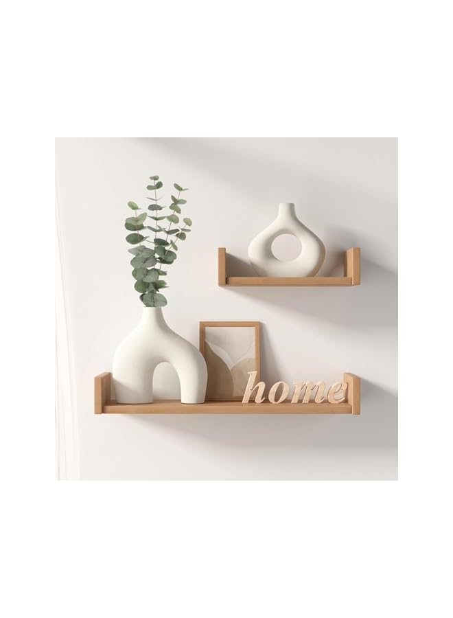 The Bros White Ceramic Vase Set of 2 for Modern Home Decor, Round Matte Donut Vases for Pampas Grass, Vases for Living Room Wedding Dinner Table Party Office Bedroom (White) - Image 3