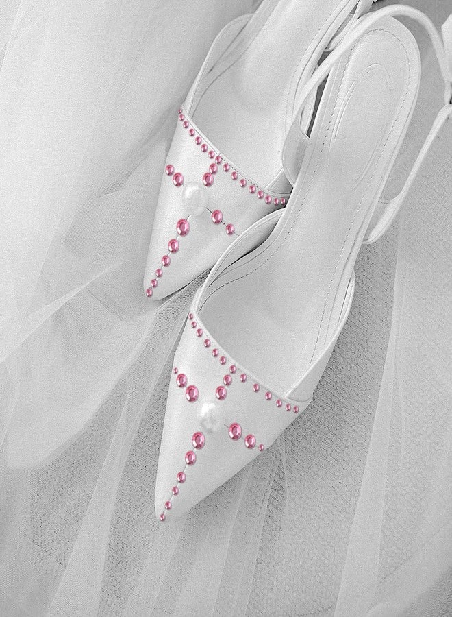 Jacnkb 3 Sheets Rhinestone Stickers Self Adhesive Gems 3-6mm Diameter Diamante Pink Crystal Decals Festival Face Jewels Bling Pearls for Face Eye Makeup Nail Body Crafts Includes Tweezers - Image 5