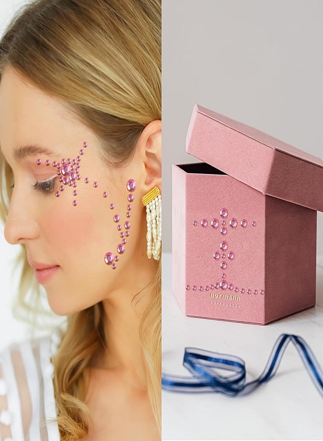 Jacnkb 3 Sheets Rhinestone Stickers Self Adhesive Gems 3-6mm Diameter Diamante Pink Crystal Decals Festival Face Jewels Bling Pearls for Face Eye Makeup Nail Body Crafts Includes Tweezers - Image 4