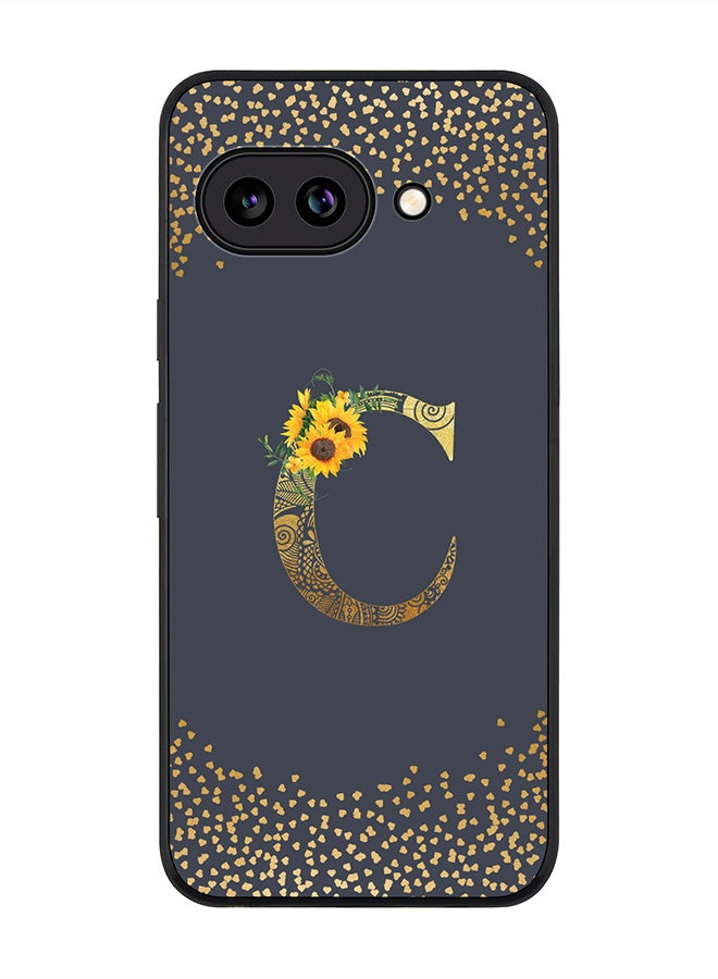Stylizedd For Google Pixel 9a Case,Slim fit Camera Protection, Shockproof Thin Phone cover  - Custom Floral Monogram - C  (Grey )