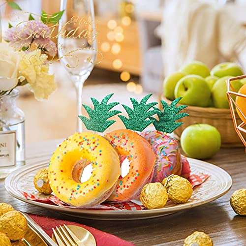 Kesote 48PCS Pineapple Cupcake Donut Cake Toppers Pineapple Cute Cupcake Picks for Summer Tropical Hawaiian Party Cake Decorations - Image 5