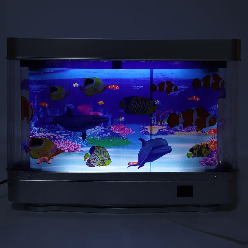 Full land route delivery Dioche Fake Fish Tank Fake Aquarium Decorative Lamp Mini Aquarium with Moving Fish Artificial Tropical Decorative for Kids and Adults Multi-color available build - Image 5