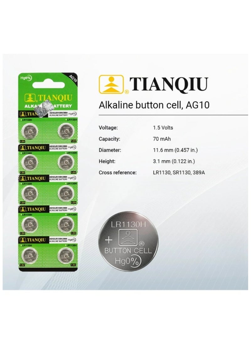 TIANQIU 20-Pieces Tianqiu AG10/ LR1130H/ 389A 1.5V Alkaline Batteries  - Image 2