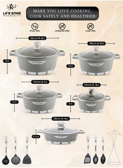 Cookware Set 17 pieces - Pots and Pans set Granite Non Stick Coating 100% PFOA FREE, Cooking Set include Casseroles & Shallow Pot & Kitchen Utensils - pzsku/ZDFA3C9FD1FBE203F7C6FZ/45/_/1698925099/7b587bc0-9ccb-4cdc-a395-60cf8460cb22