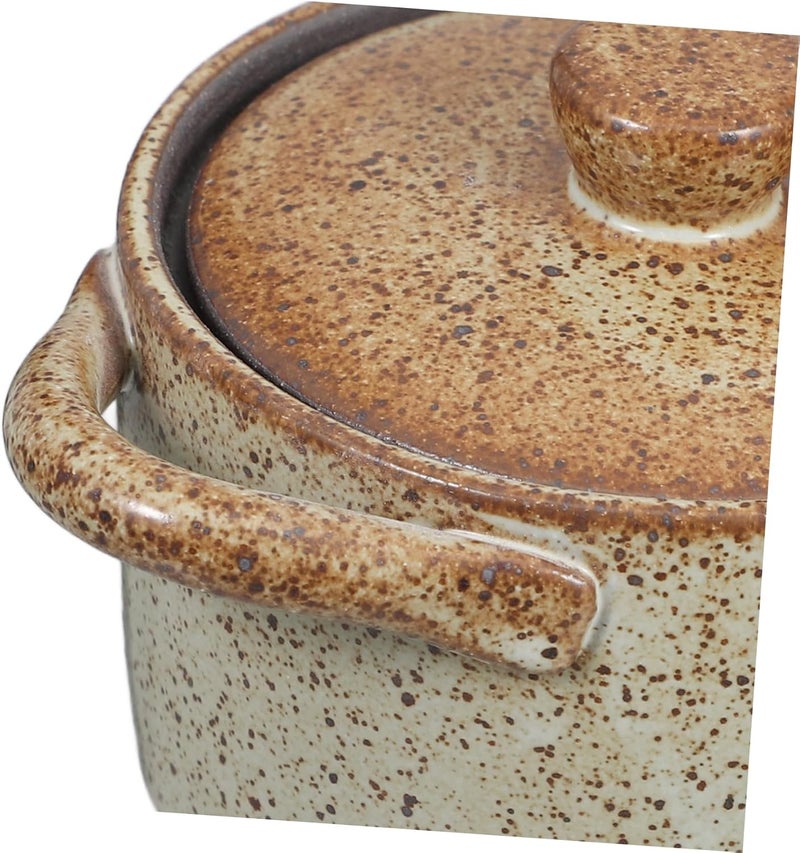 Ceramic Soup Pot with Lid for Steaming Eggs and Cooking Vintage Design for Home Kitchen for Individual Family Meals - Image 3