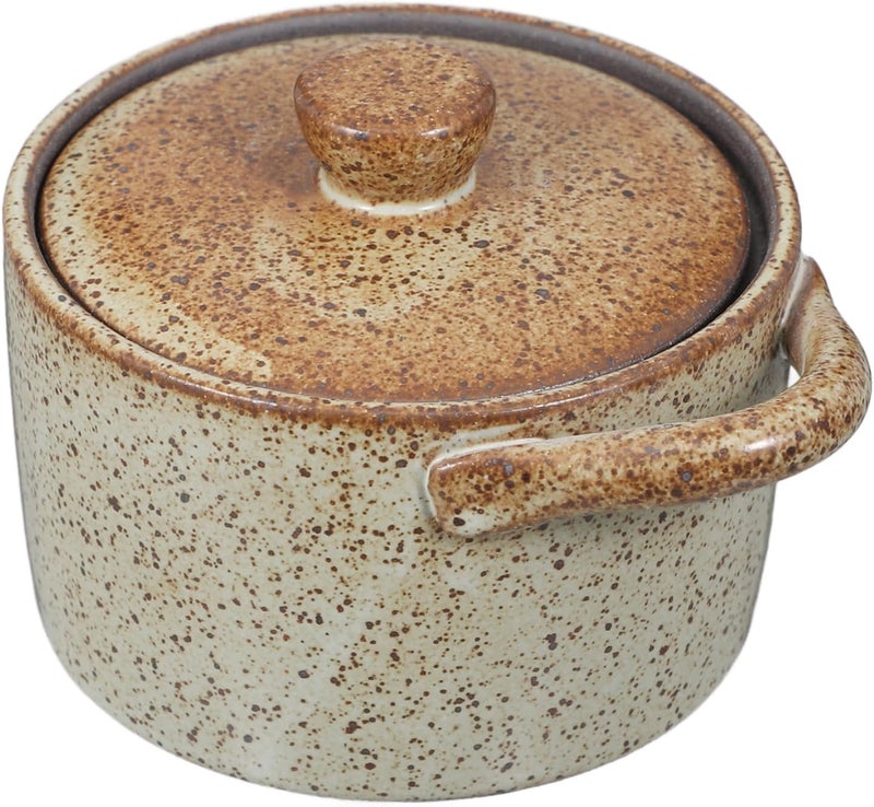 Ceramic Soup Pot with Lid for Steaming Eggs and Cooking Vintage Design for Home Kitchen for Individual Family Meals - Image 1