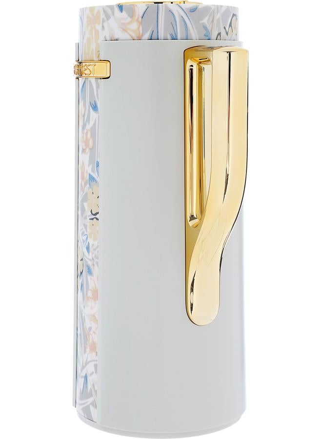 السيف  ترمس وداد بلاستيك سعة 1 لتر مقبض خشبي ذهبي رمادي فاتح - Image 4